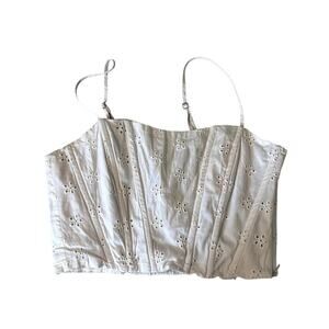 Jason Wu Eyelet White Corset Top Cropped Boning Women's Size Large